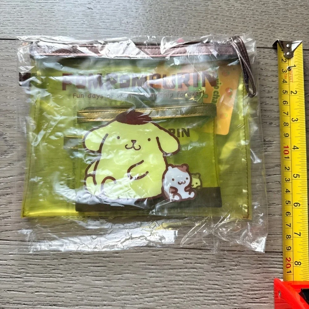 Sanrio Pompompurin Pouch Set Yellow Clear Vinyl Zipper Bag Kids One Size